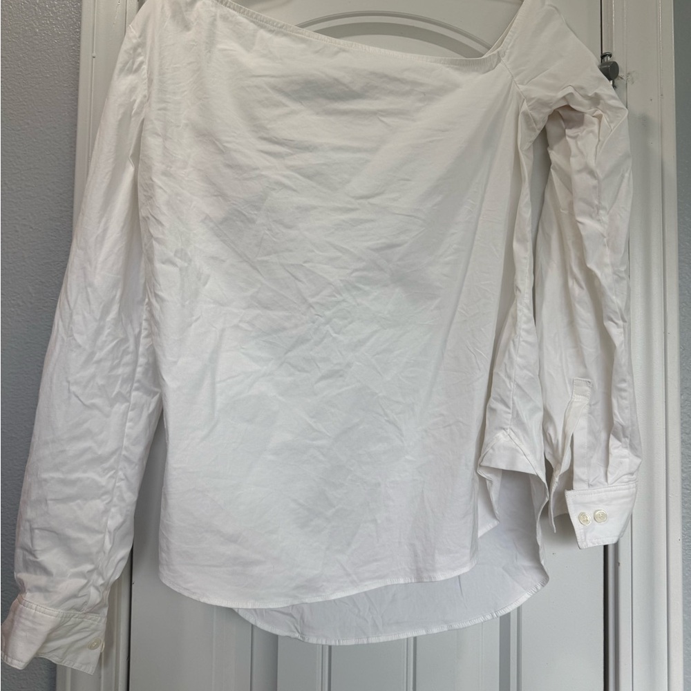 Theory White Off-Shoulder Blouse
